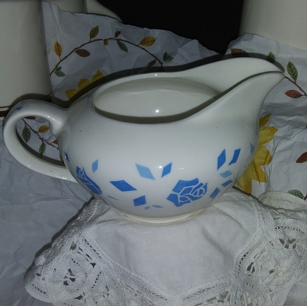 Blue Floral Porcelain Creamer - Classic Home Art